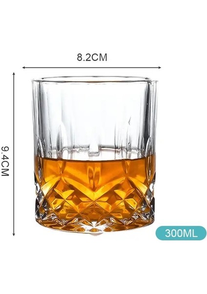 Viski Kokteyl Bardağı Kadehi 360 Dönen Cam Bardak 2li Set 300ML