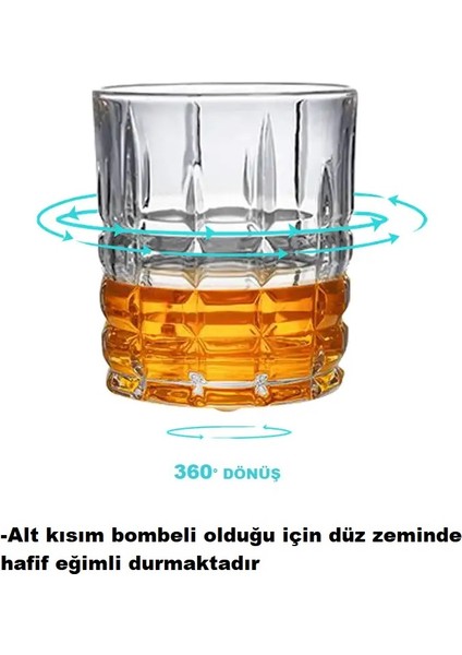 Viski Kokteyl Bardağı Kadehi 360 Dönen Cam Bardak 2li Set 300ML