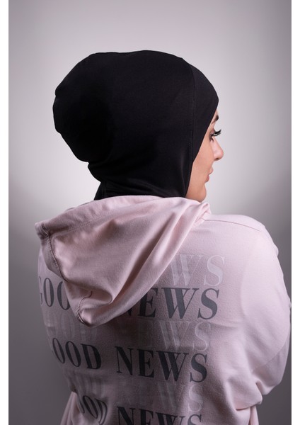 Siyah Pratik Hazır Geçmeli Bone Viskon Kumaş Hijab Spor 2106_01
