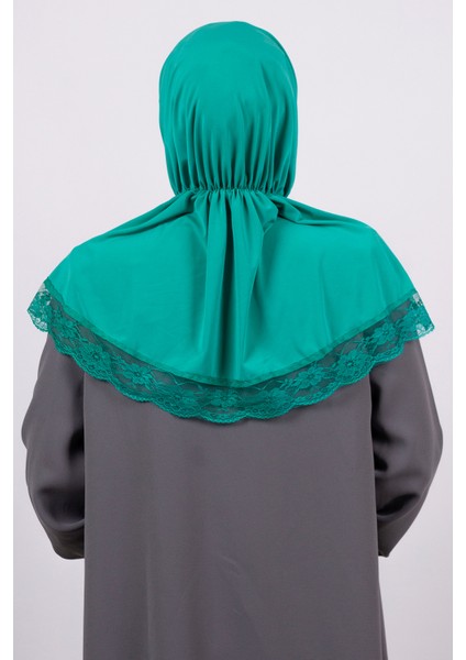 Mint Yeşili Pratik Hazır Geçmeli Tesettür Eşarp Viskon Kumaş Çıtçıtlı Dantelli 2105_13