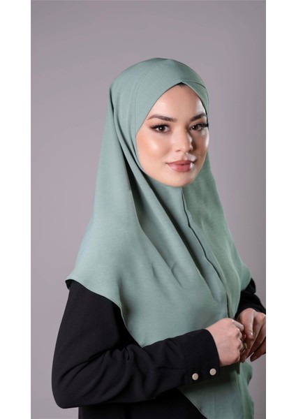 Çağla Yeşili Pratik Hazır Geçmeli Tesettür Eşarp Aerobin Kumaş Çapraz 2307_32