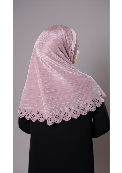 Violet Pratik Hazır Geçmeli Tesettür Eşarp Fukuro Kumaş Piliseli Çiçek Desenli Lazer Kesim 1829_21