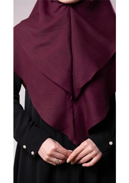 Bordo Pratik Hazır Geçmeli Tesettür Eşarp Pamuk Caz Kumaş Çift Katlı Düz Hijab 2303_16 fiyatları