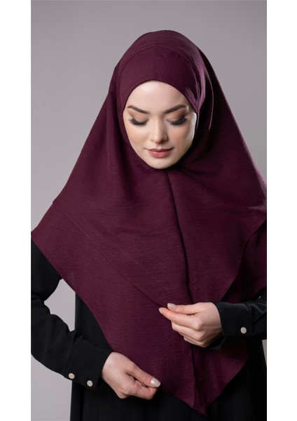 Bordo Pratik Hazır Geçmeli Tesettür Eşarp Pamuk Caz Kumaş Çift Katlı Düz Hijab 2303_16 fırsatları