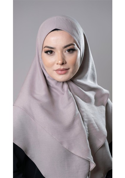 Taş Pratik Hazır Geçmeli Tesettür Eşarp Pamuk Caz Kumaş Çift Katlı Düz Hijab 2303_46 modelleri