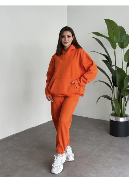Kadın 3 Iplik Şardonlu Oversize Eşofman Takımı