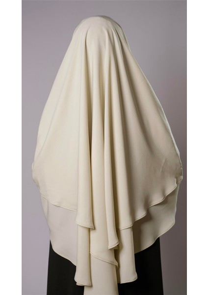 Ekru Pratik Hazır Geçmeli Tesettür Eşarp Medine Ipeği Bağcıklı Çift Katlı Sufle Hijab 2302_27