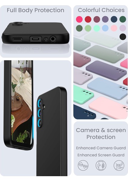Samsung Galaxy A35 Kılıf Kamera Korumalı Yumuşak Renkli Silikon + 9h Ekran Koruyucu Cam 2'li Set modelleri