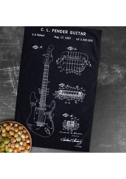 Fender Stratocaster Gitar Chalkboard Mutfak Havlusu 2 Adet