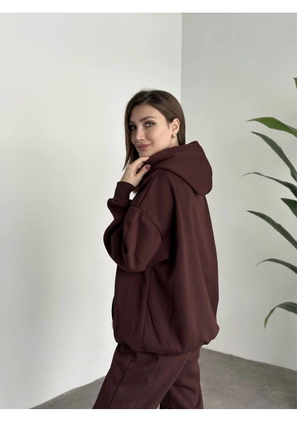 Kadın 3 Iplik Şardonlu Oversize Eşofman Takımı