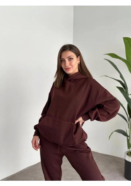 Kadın 3 Iplik Şardonlu Oversize Eşofman Takımı