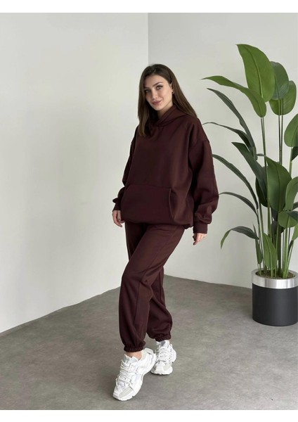 Kadın 3 Iplik Şardonlu Oversize Eşofman Takımı