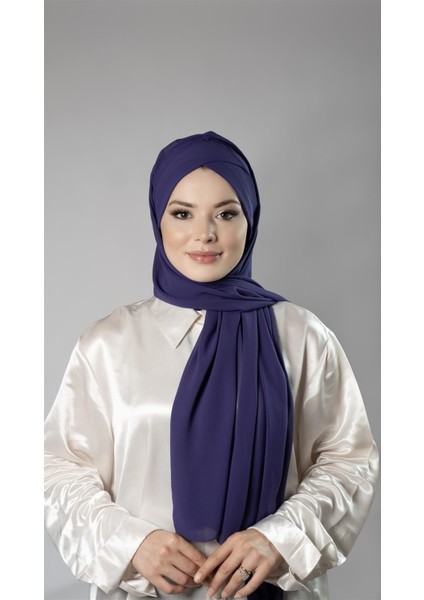 Mor Pratik Hazır Geçmeli Bone Şal Şifon Kendinden Boneli Tek Bantlı 1453_22