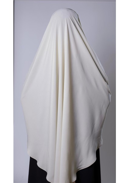 Ekru Pratik Hazır Geçmeli Tesettür Eşarp Medine Ipeği Bağcıklı Sufle Hijab 2301_27