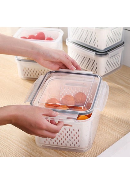 Gıda Sınıfı Saklama Kutusu Kalınlaşmış Mühürlü Saklama Kutusu Mutfak Malzemeleri Çift Katmanlı Drenaj Saklama Kutusu (Yurt Dışından) modelleri