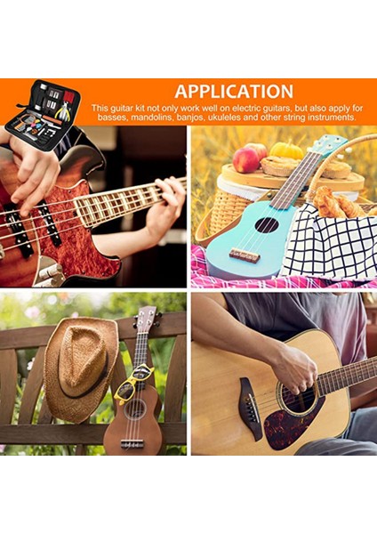 79 Adet Gitar Araç Kiti, Gitar Aksesuarları Gitar Tamir Kiti ile Gitar Teli Mızrap Köprü Pimleri Göstergeler (Yurt Dışından) modelleri