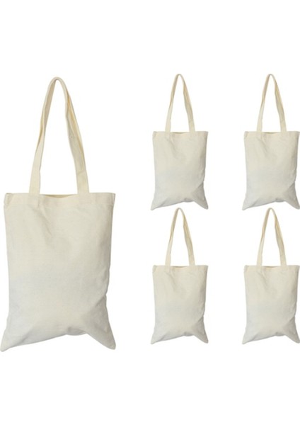 Kanvas Tote Çanta Seti, Dıy Craft Boş Makyaj Çantaları Zip ile Kanvas Kalem Kutusu Dıy Yeniden Kullanılabilir Alışveriş Bakkal Çantası (Yurt Dışından)