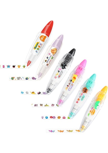 Dıy Karikatür Basın Tipi Dekoratif Kalem, Müttefik Cep Bant Kalemi, Sevimli Hayvanlar Scrapbooking Günlüğü Dekorasyon Bant Kalemi, A-6pcs (Yurt Dışından)