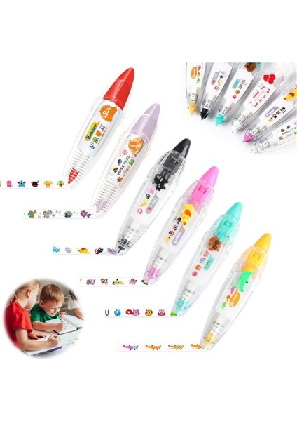 Dıy Karikatür Basın Tipi Dekoratif Kalem, Müttefik Cep Bant Kalemi, Sevimli Hayvanlar Scrapbooking Günlüğü Dekorasyon Bant Kalemi, A-6pcs (Yurt Dışından)