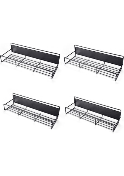 Buzdolabı ve Fırın Için 4pcs Manyetik Baharat Rafı Organizatörü, Mutfak Için Metal Buzdolabı Rafı, Siyah (Yurt Dışından)