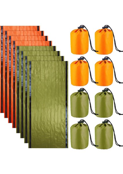 8 Paket Acil Uyku Tulumu Termal Hayatta Kalma Uyku Tulumu Açık Kamp Yürüyüş Macera Için Su Geçirmez (Yurt Dışından)
