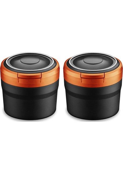 【gui Xulian】2x LED Işık ile Taşınabilir Küllük Otomatik Bardak Tutucu Kül Tablası Araba Dumansız Kül Tablaları Araba Aksesuarları, Siyah + Turuncu (Yurt Dışından)