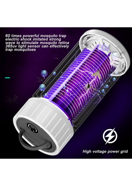 [gui Xulian]2x Böcek Öldürücü ve Böcek Sinek Çekici Tuzak ve LED Kamp Feneri, Usb/güneş Enerjisi ile Şarj Edilebilir, Böcek Sinek Tuzakları Gri (Yurt Dışından)