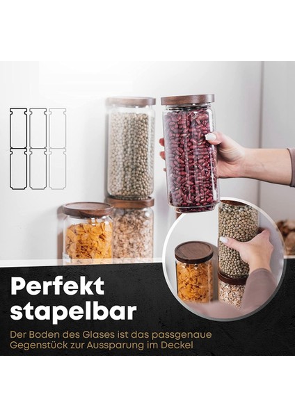 Kapaklı Saklama Kavanozları 1 Litre [2 x 1000 Ml] - Kapaklı Zarif Cam Kap Seti (Yurt Dışından)