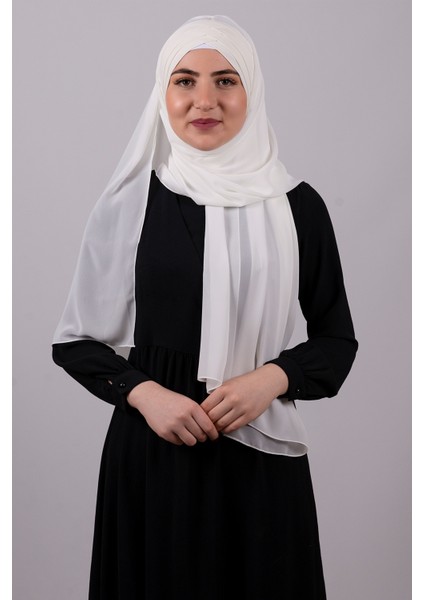 Krem Arkadan Bağlamalı Şal Şifon Çapraz Üç Bantlı Pileli 1458_40 fiyatları