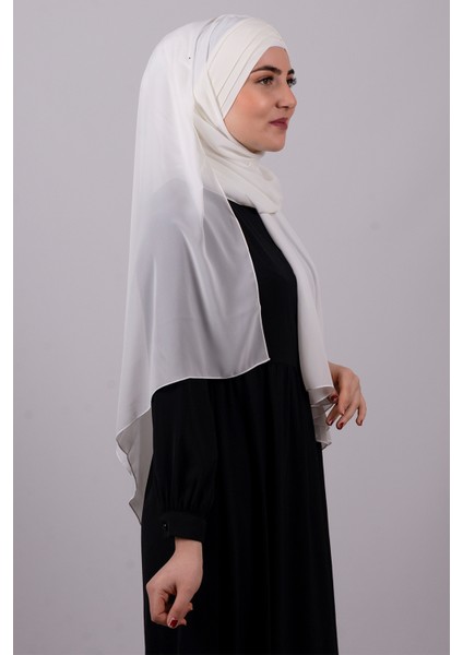 Krem Arkadan Bağlamalı Şal Şifon Çapraz Üç Bantlı Pileli 1458_40 modelleri