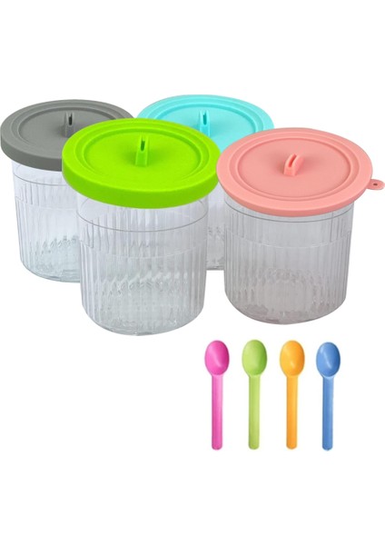 Gui Xulian Ninja NC299AMZ ve NC300S Serisi Için 4 Adet Creami Dondurma Makineleri Ninja XSKPLID2CD-A Için Kapaklı Dondurma Pintleri (Yurt Dışından) fırsatları