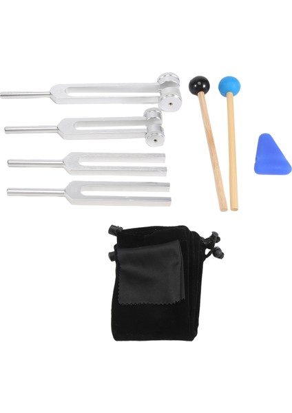 4 Paket Diyapazon SETI(128 HZ,256 HZ,512 HZ,528 Hz)Ses Şifası Ses Titreşim Aletleri Için Ayar Çatalı Çekiç ile (Yurt Dışından)