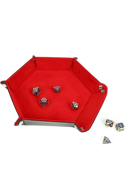 Rpgtable Oyunları Gibi Oyunlar Için 4 Adet Tepsi Altıgen Haddeleme Tutucu Katlanır Deri Tepsiler Saklama Kutusu (Yurt Dışından)