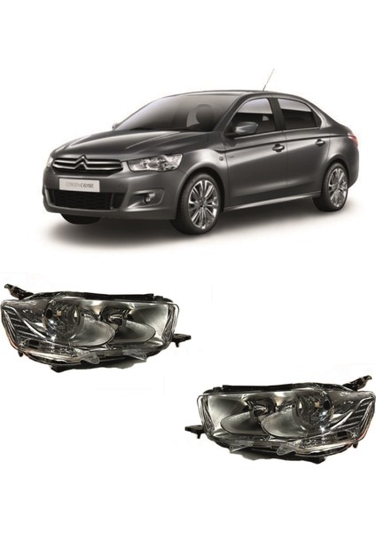 Citroen C - Elysee Sağ Sol Motorlu Far Lambası Set 2012-2016