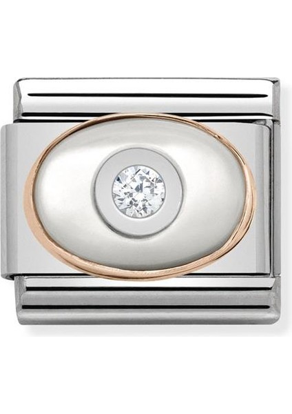 Composable Classic Dekoratif Link - Taşlar Oval - Inci Tanesi - 9k Rose Altın