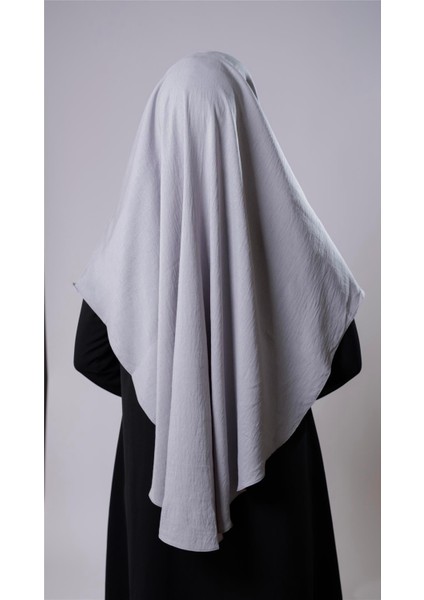Gri Pratik Hazır Geçmeli Tesettür Eşarp Pamuk Caz Kumaş Tek Katlı Çapraz Hijab 2305_15
