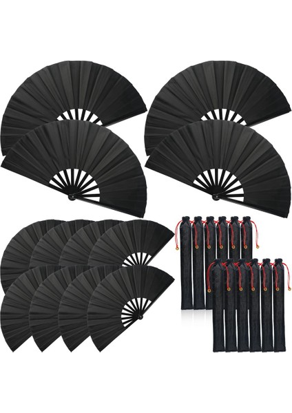 12 Takım Yelpaze Kollu Ipek El Fan Çin Japon Taichi El Fanı Katlanır Dans Pervane (Yurt Dışından)