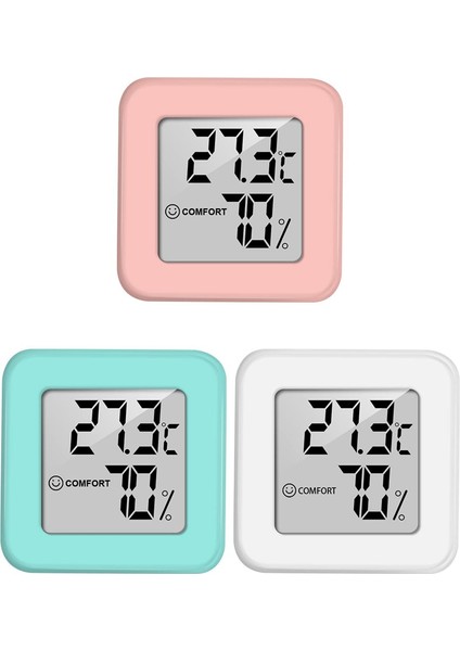 Gui Xulian LCD Ekranlı Mini Higrometre Iç Mekan 3psc Termometre Higrometre ve Nem Monitörü (Beyaz+Yeşil+Pembe) (Yurt Dışından)