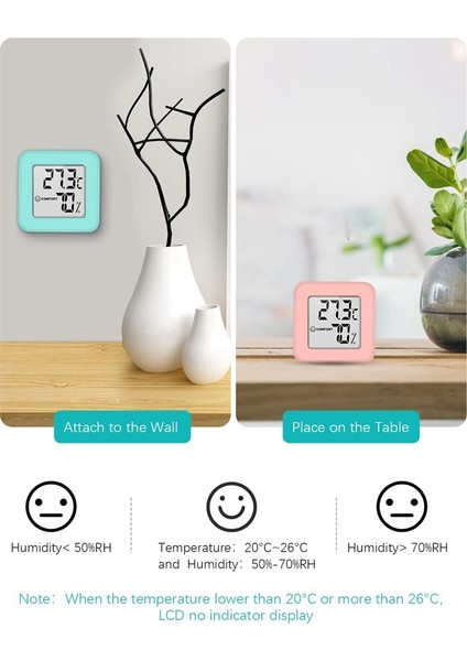 Gui Xulian LCD Ekranlı Mini Higrometre Iç Mekan 3psc Termometre Higrometre ve Nem Monitörü (Beyaz+Yeşil+Pembe) (Yurt Dışından) modelleri