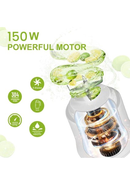 Shake ve Smoothie'ler Için 6 Bıçaklı Taşınabilir Blender Blender Mini Blender 20 Oz Mutfak Ev Seyahati Için(B) (Yurt Dışından) modelleri