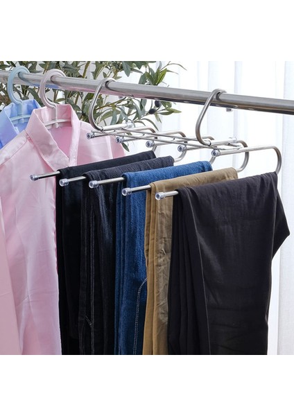 Çok Fonksiyonlu 5 In 1 Pantolon Askısı Için Elbise Askısı Ayarlanabilir Klozet Organizatör Katlanır Pantolon Rafı (Yurt Dışından)