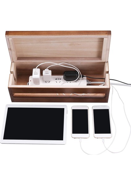 Kutu Ahşap Kordon Düzenleyici Uzatma Kablosu Için Kutu Güç Şeridi Aşırı Gerilim Koruyucu Tel (Kahve Rengi) (Yurt Dışından) modelleri