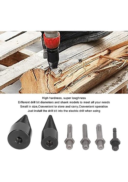 6'lı Paket Kütük Ayırıcı Uç, 32MM 42MM Çıkarılabilir Yarma Konisi Yakacak Odun Ayırıcı Uçlar, 4 Saplı (Yurt Dışından) fırsatları
