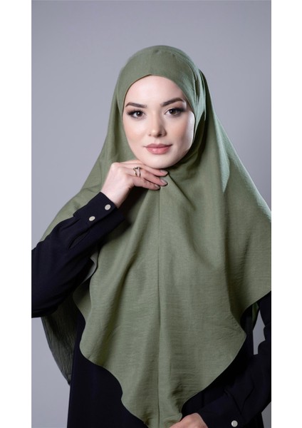 Fıstık Yeşili Pratik Hazır Geçmeli Tesettür Eşarp Pamuk Caz Kumaş Düz Hijab 2306_36 fiyatları