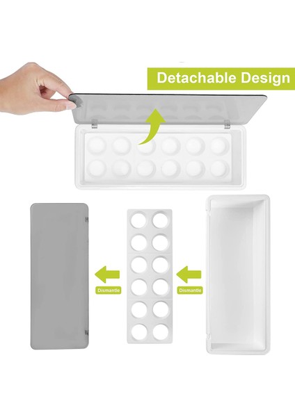 Buzdolabı Için 2 Paket Yumurta Tutucu, 12 Izgaralı Plastik Yumurta Saklama Kabı, Kapaklı Buzdolabı Organizatör Kutuları (Yurt Dışından)