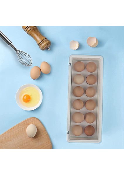 Buzdolabı Için 2 Paket Yumurta Tutucu, 12 Izgaralı Plastik Yumurta Saklama Kabı, Kapaklı Buzdolabı Organizatör Kutuları (Yurt Dışından)
