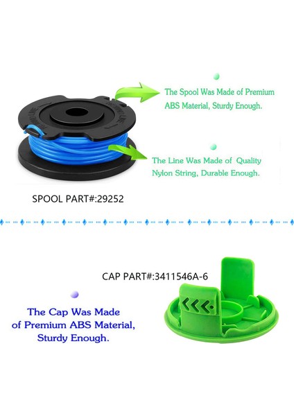 Gui Xulian 29252 29092 Greenworks Için Ot Biçme Makinesi Yedek Makara Hattı 24V 40V 80V Akülü Düzeltici (8 Makara, 2 Kapak) (Yurt Dışından) fırsatları