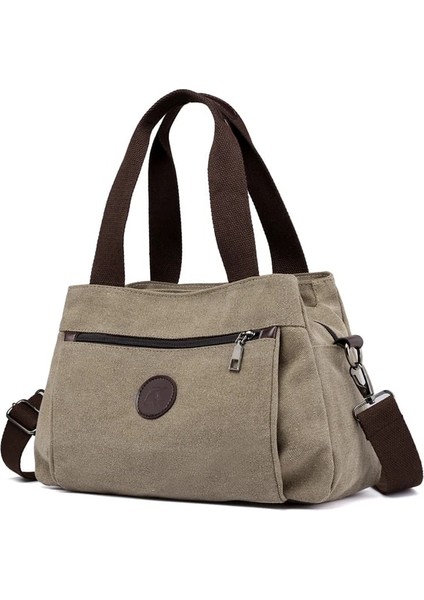 Haki Kadın Kanvas Çanta Çanta Omuz Çantaları Postacı Çantası Crossbody Çanta Tote Büyük Kapasiteli Iş Çantaları Kadınlar Için Çanta (Yurt Dışından)