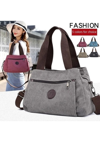 Haki Kadın Kanvas Çanta Çanta Omuz Çantaları Postacı Çantası Crossbody Çanta Tote Büyük Kapasiteli Iş Çantaları Kadınlar Için Çanta (Yurt Dışından) fiyatları