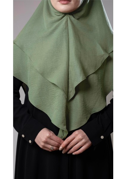 Fıstık Yeşili Pratik Hazır Geçmeli Tesettür Eşarp Pamuk Caz Kumaş Çift Katlı Düz Hijab 2303_36 fiyatları